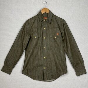 Ship John Townes Mens XS Selvedge Denim Long Sleeve Snap Front USA Made Western